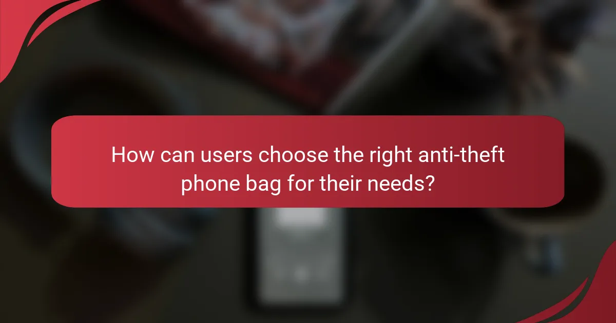 How can users choose the right anti-theft phone bag for their needs?