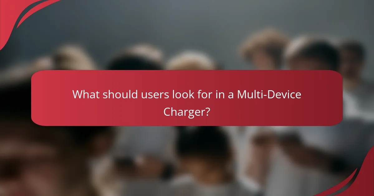 What should users look for in a Multi-Device Charger?